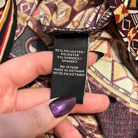 Karin Stevens Paisley Lace Up Neck 3/4 Sleeve Midi Dress Size 16 - Picture 5 of 7